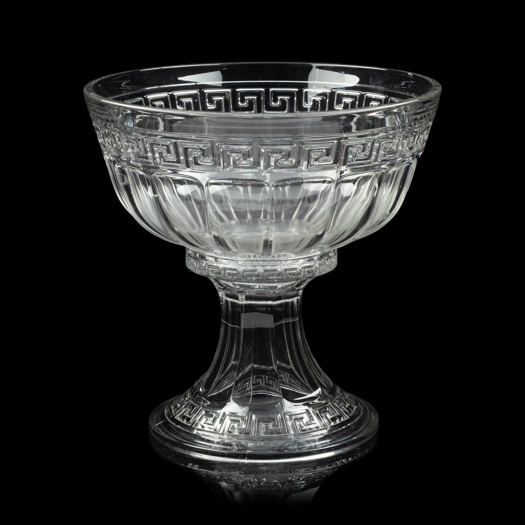 Two Molded Glass Punch Bowls and Stands