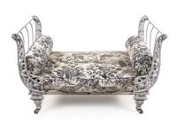 A French Painted Iron Daybed Height 30 x width 46 1/2 x depth 23 5/8 inches. — 19TH CENTURY