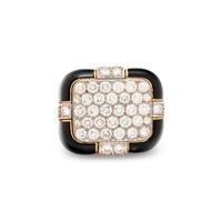 DAVID WEBB, DIAMOND AND ENAMEL 'CHECKMATE' RING