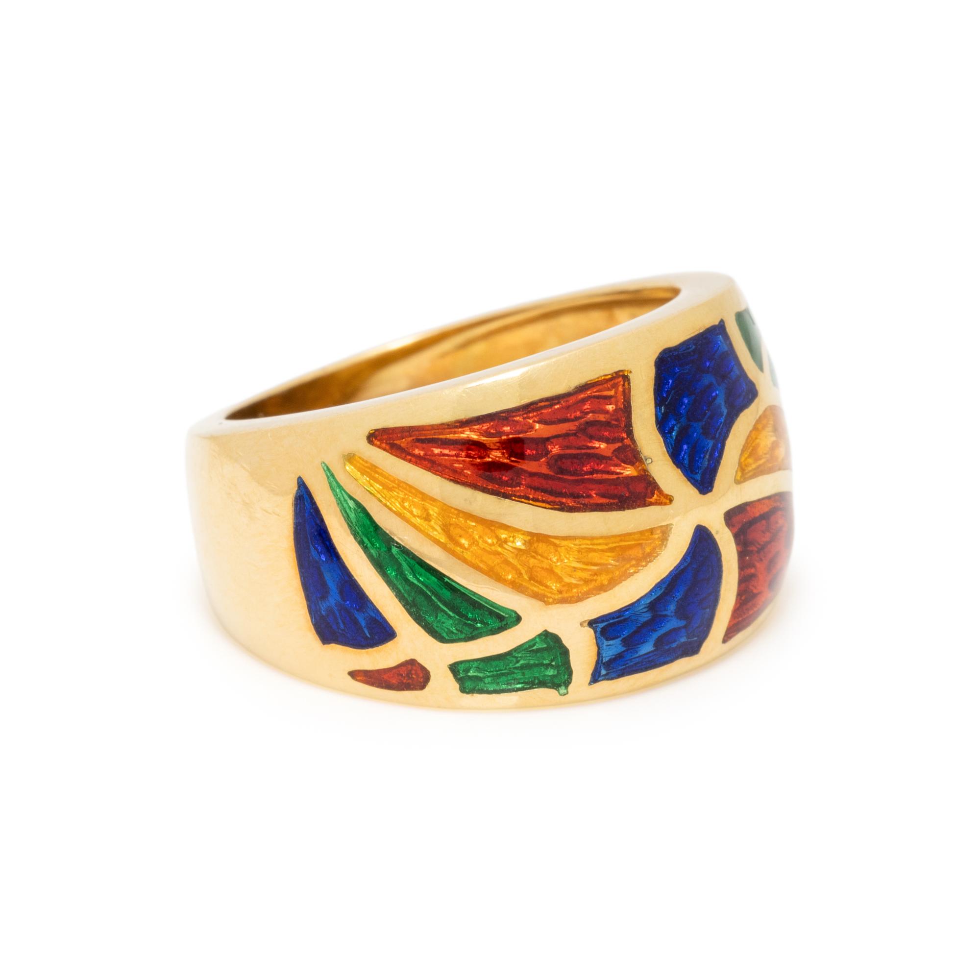 YELLOW GOLD AND ENAMEL EARRINGS AND RING