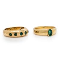 Two Yellow Gold and Emerald Rings