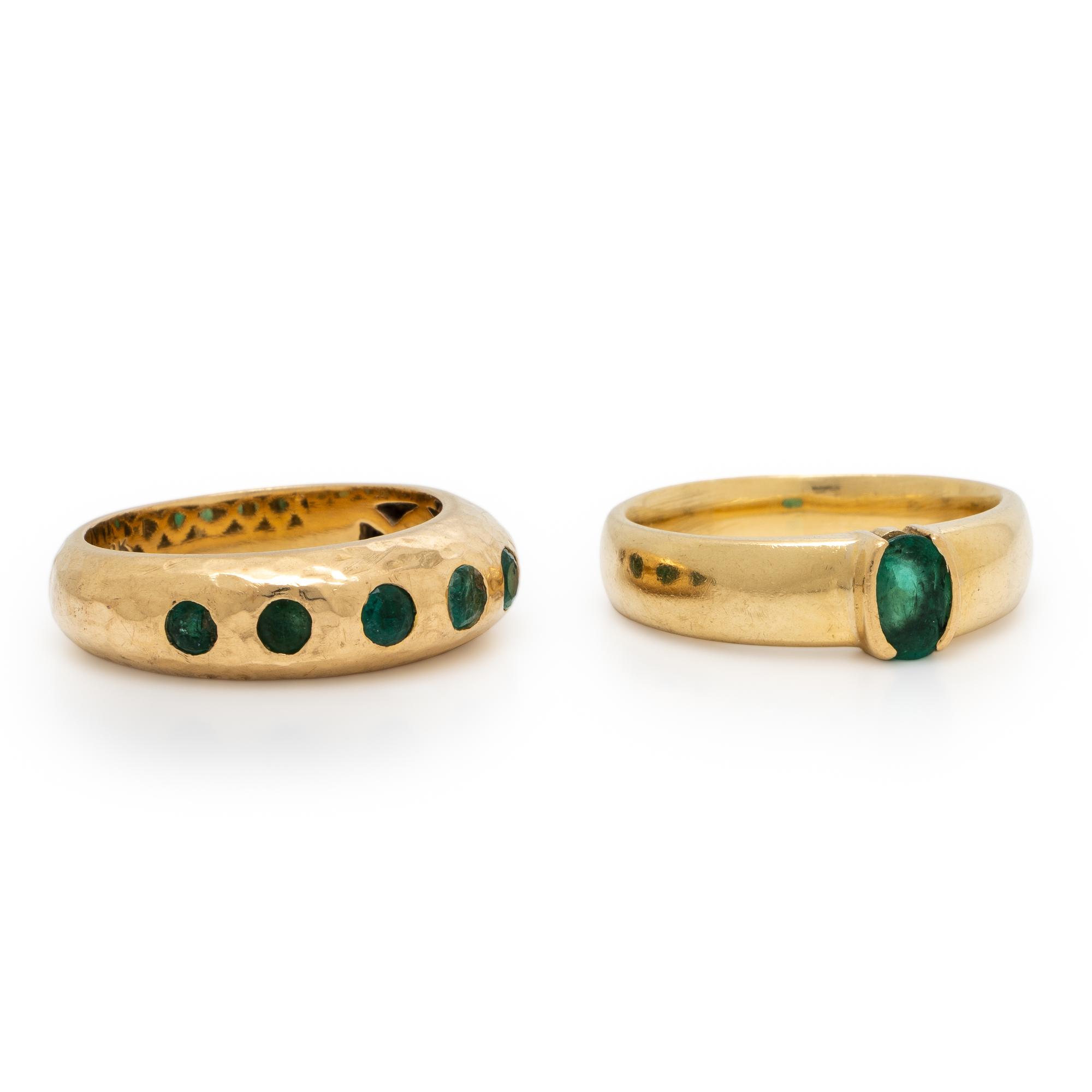 Two Yellow Gold and Emerald Rings