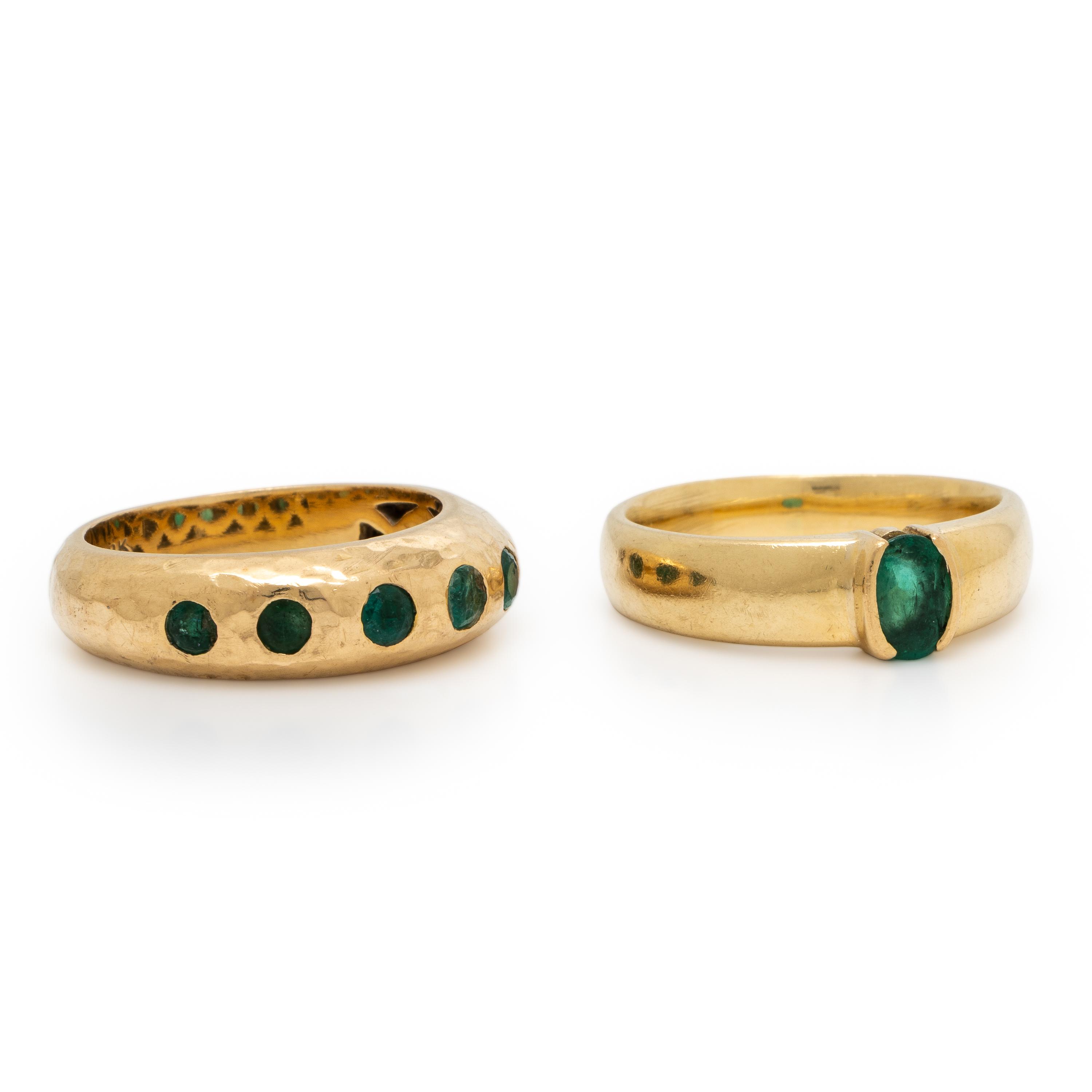 Two Yellow Gold and Emerald Rings