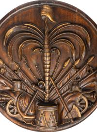 A Carved Wood Armor Trophy Panel