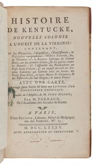 FILSON, John (ca 1747-1788). Histoire de Kentucke, Nouvelle Colonie a l'oueste de la Virginie. Paris: Chez Buisson, 1785.