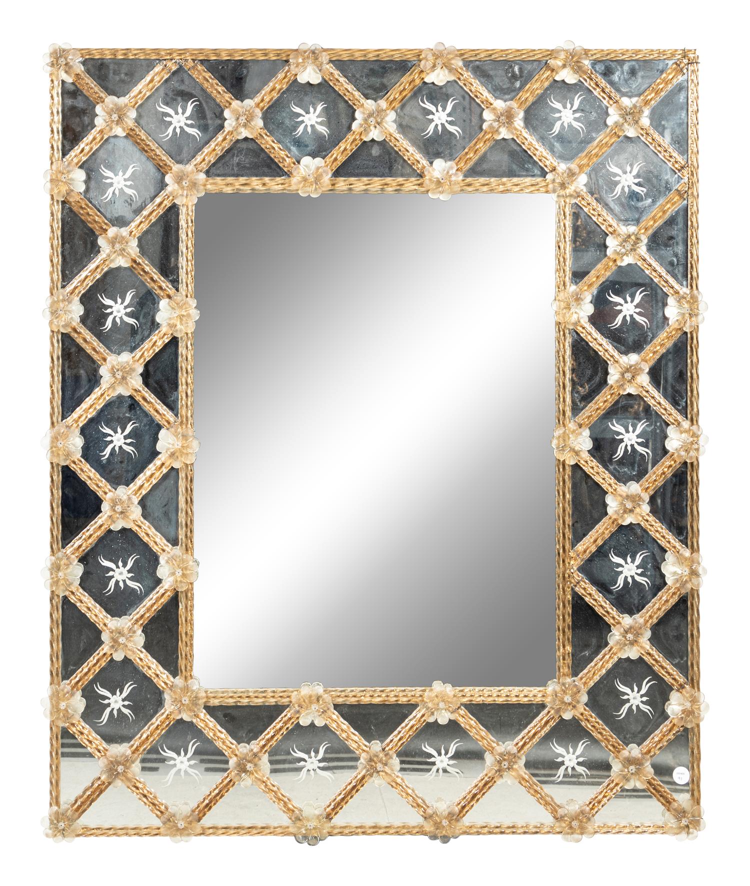 A Venetian Etched Glass Mirror