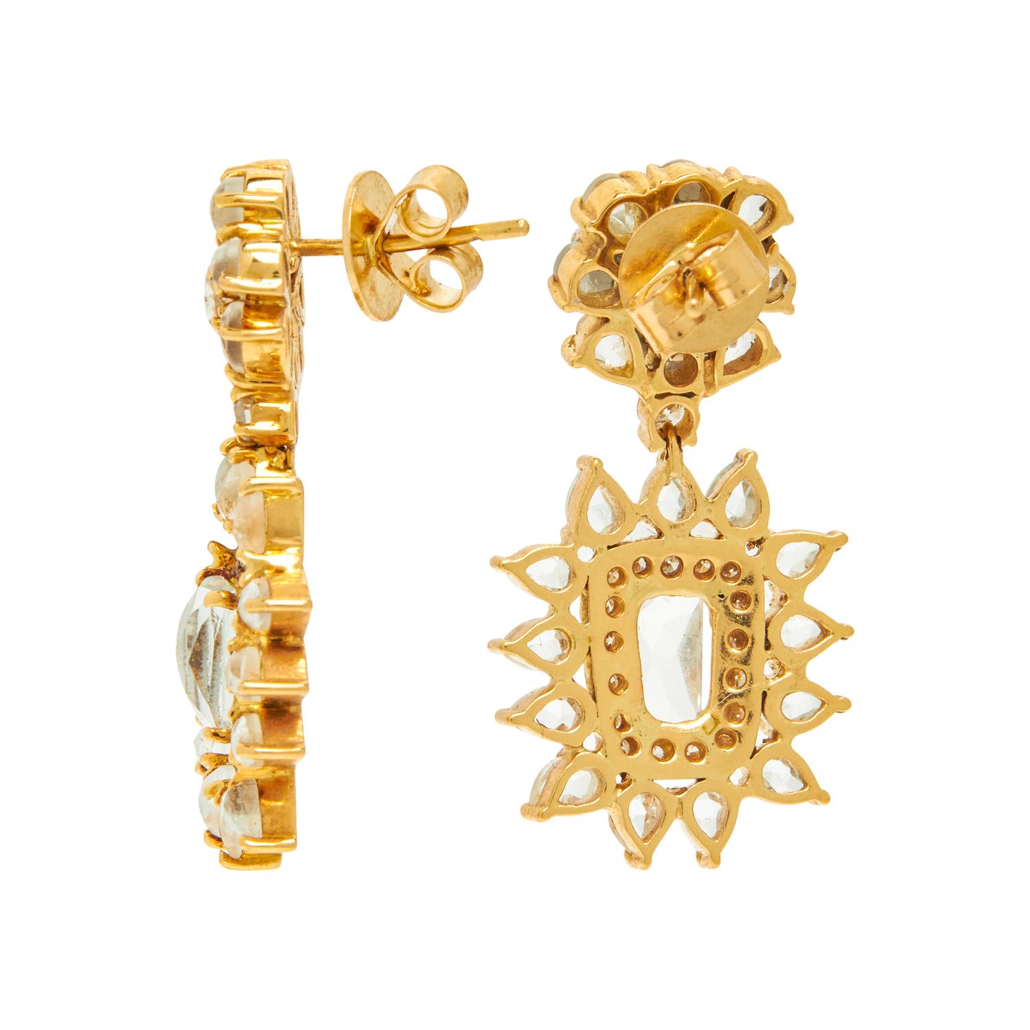 GOSHENITE (COLORLESS BERYL) AND DIAMOND EARRINGS