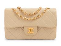 Chanel Taupe Double Flap Bag with Mademoiselle Chain, 1996-97