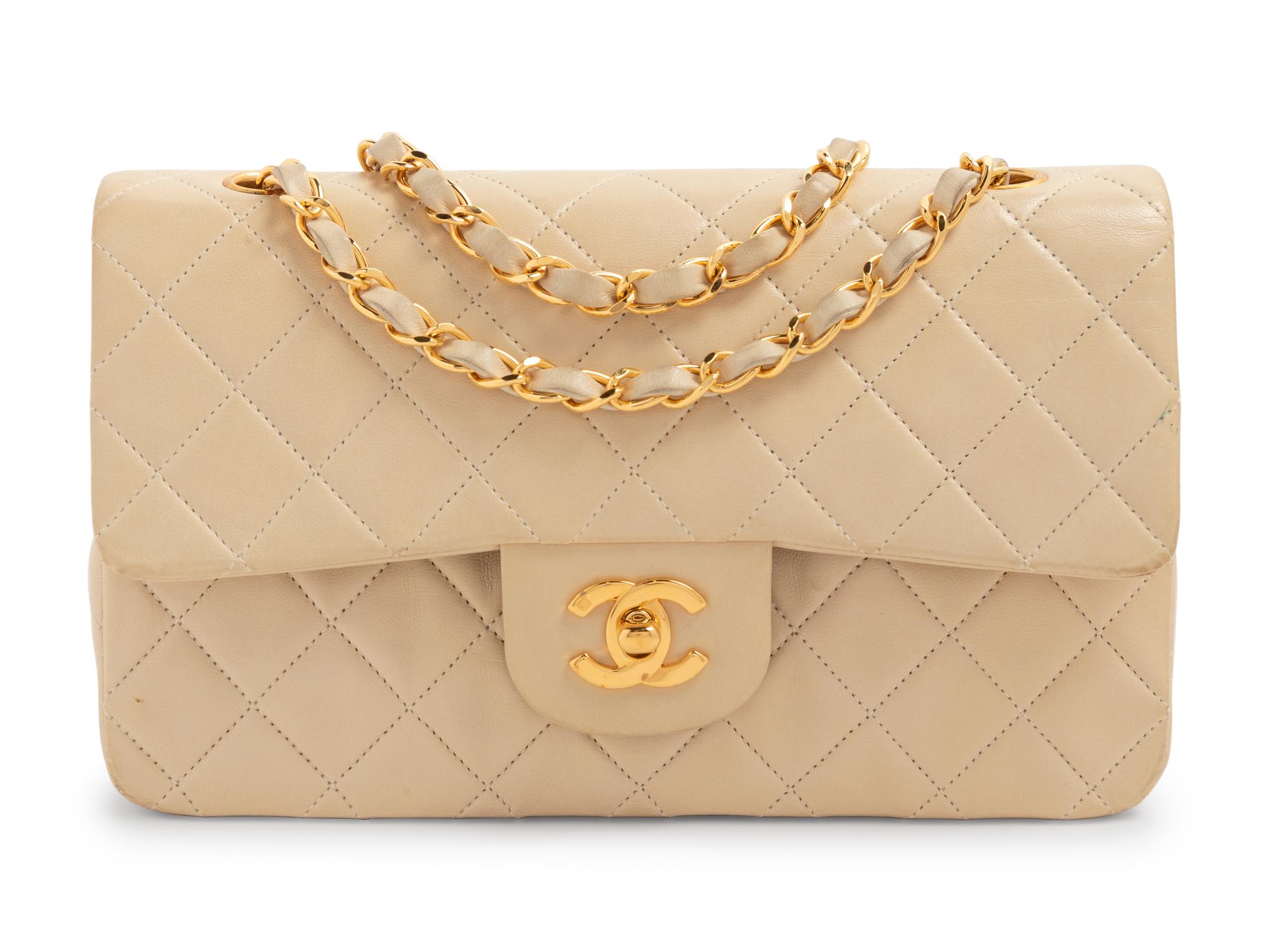 Chanel Taupe Double Flap Bag with Mademoiselle Chain, 1996-97