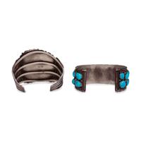 Navajo Silver and Turquoise Cuff Bracelets
