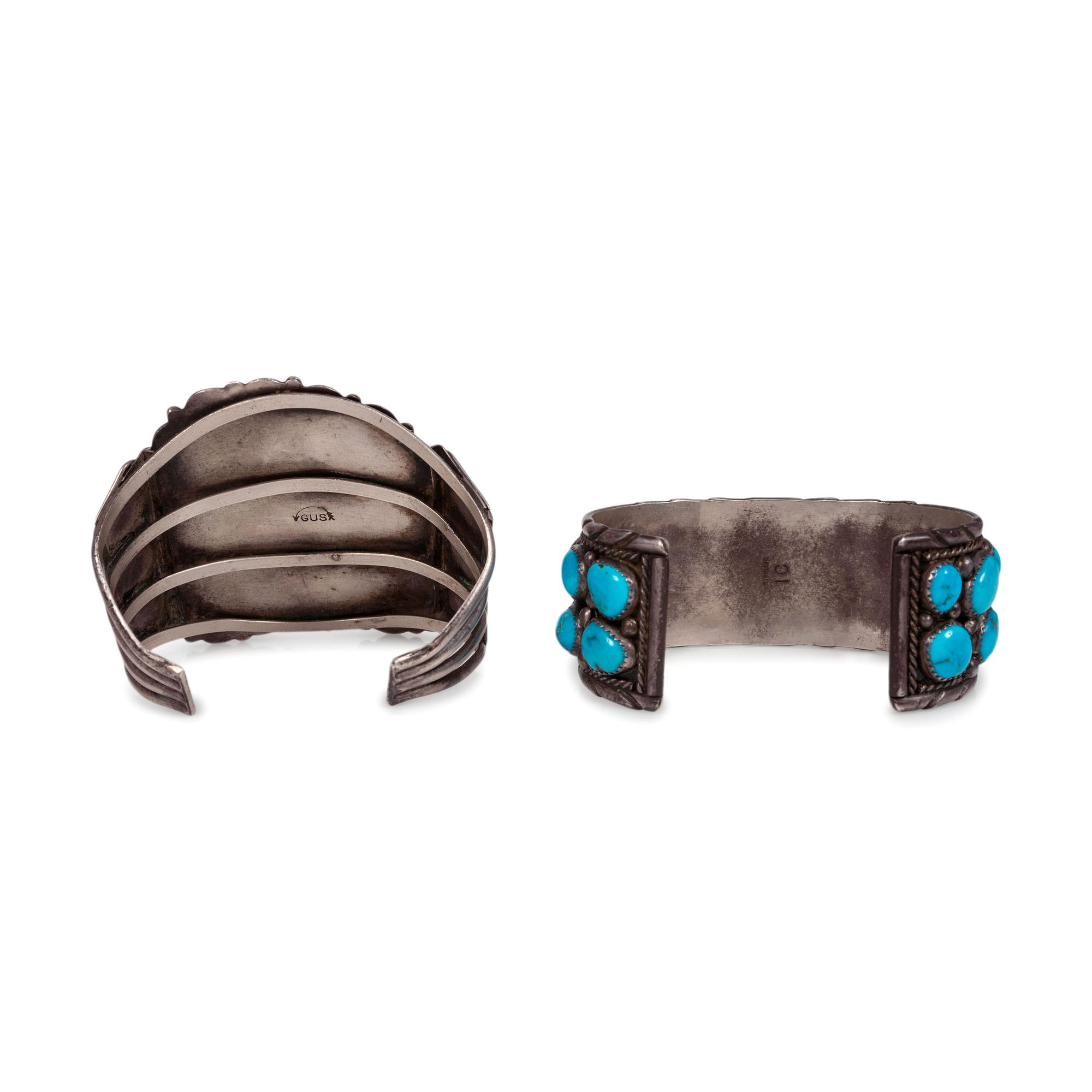 Navajo Silver and Turquoise Cuff Bracelets