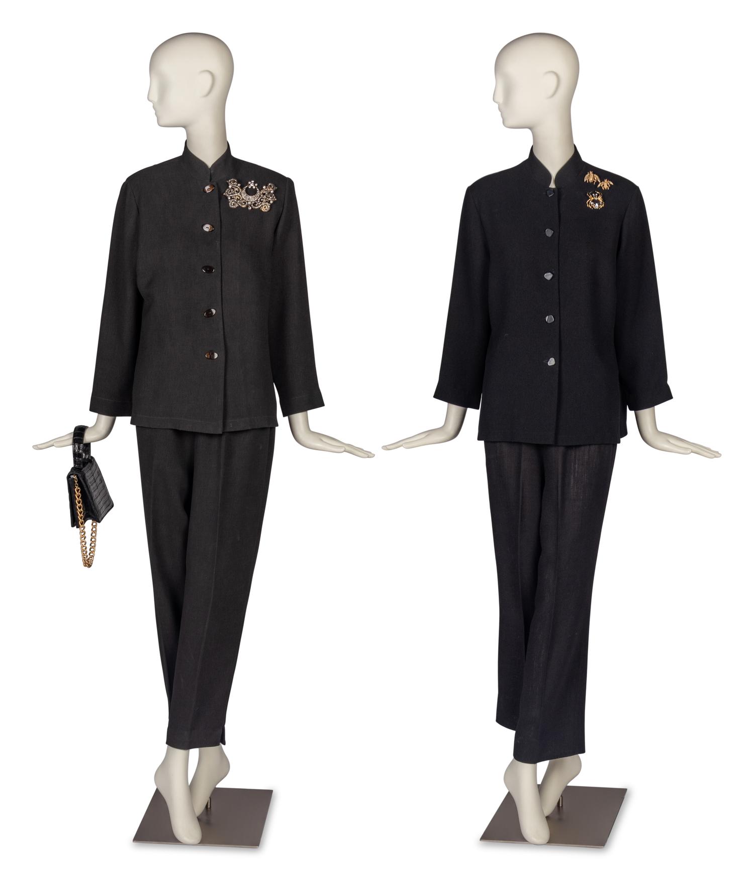Two Emmelle Suits Accompanied by a Collection of Costume Jewelry and Caiman Handbag
