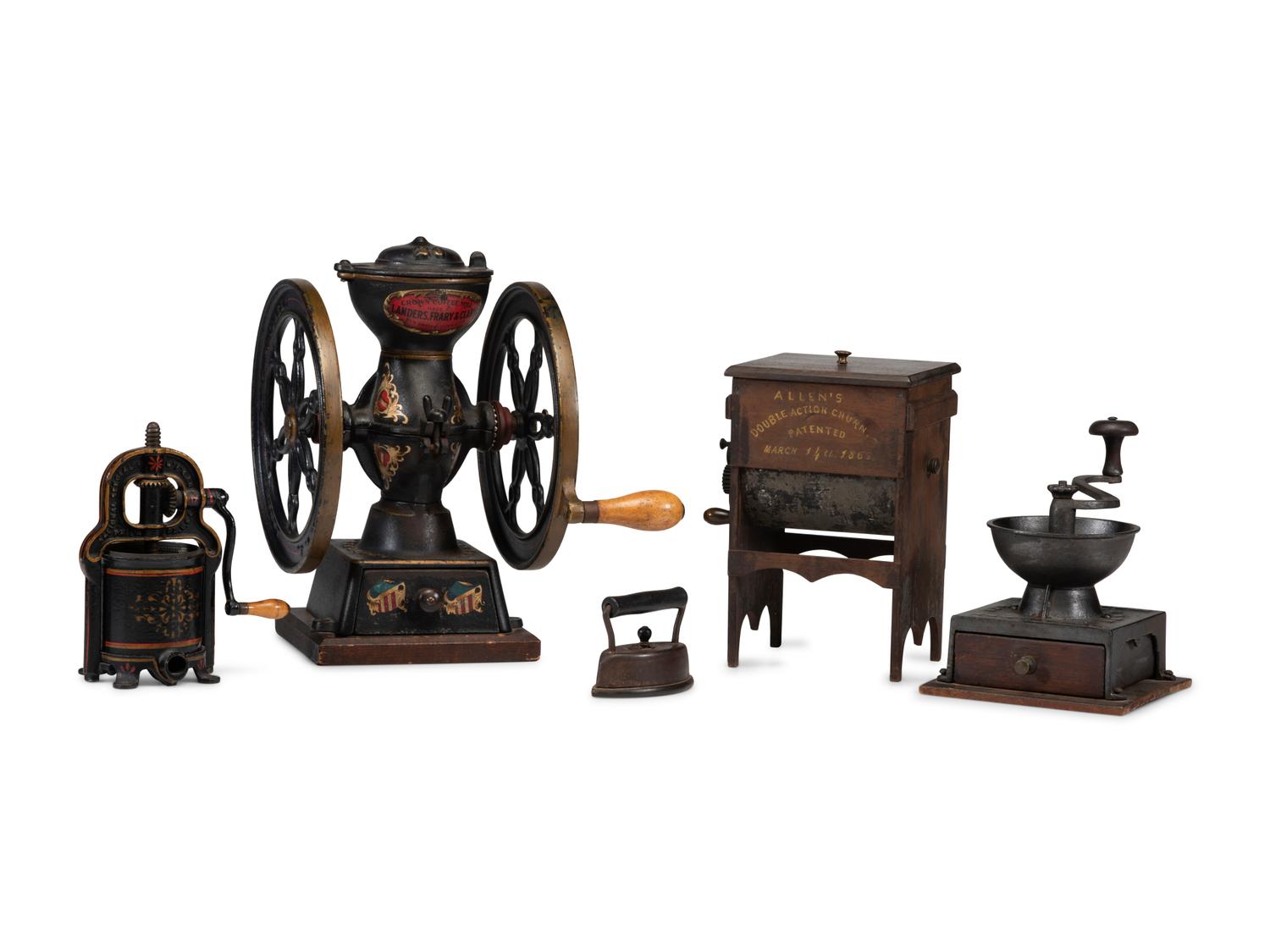 Two Coffee Grinders, a Sausage Stuffer and Miniature Churn