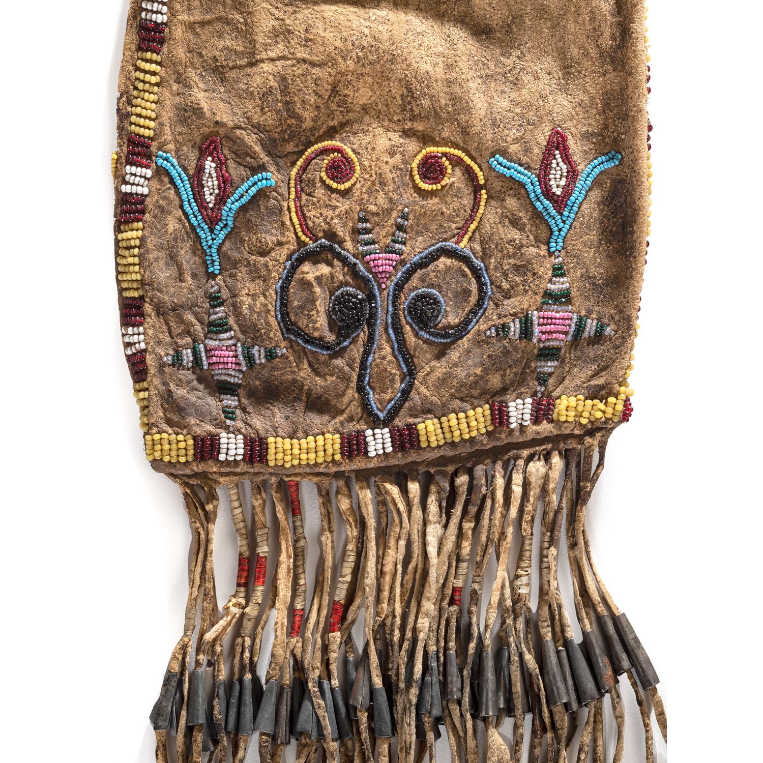 Early Santee Sioux Beaded Hide Tobacco Bag