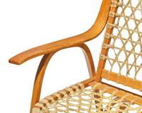 A Pair of Lacquered Fruitwood and Rawhide 'Snowshoe' Rocking Chairs