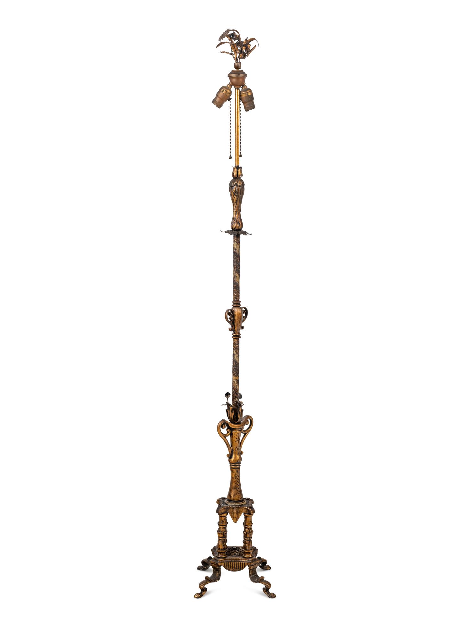 A Gilt Metal Floor Lamp