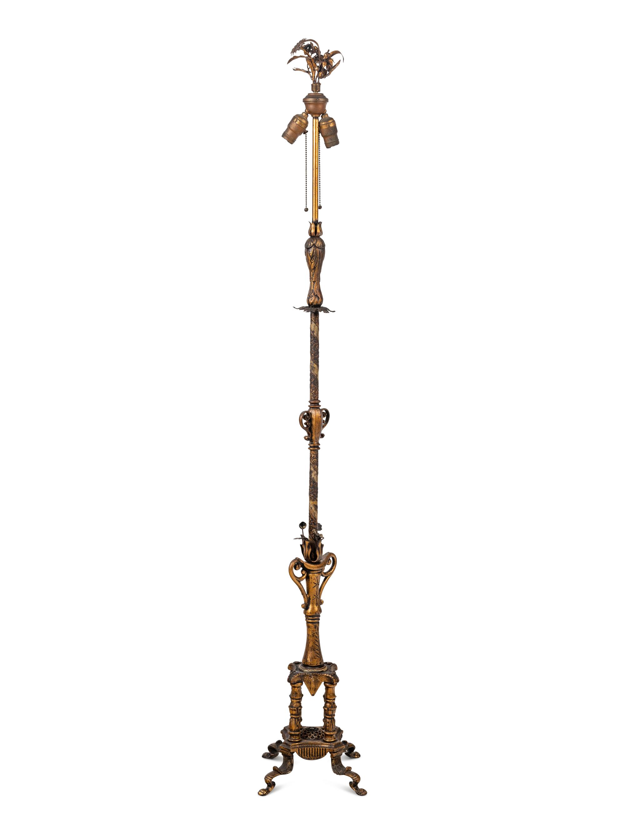 A Gilt Metal Floor Lamp
