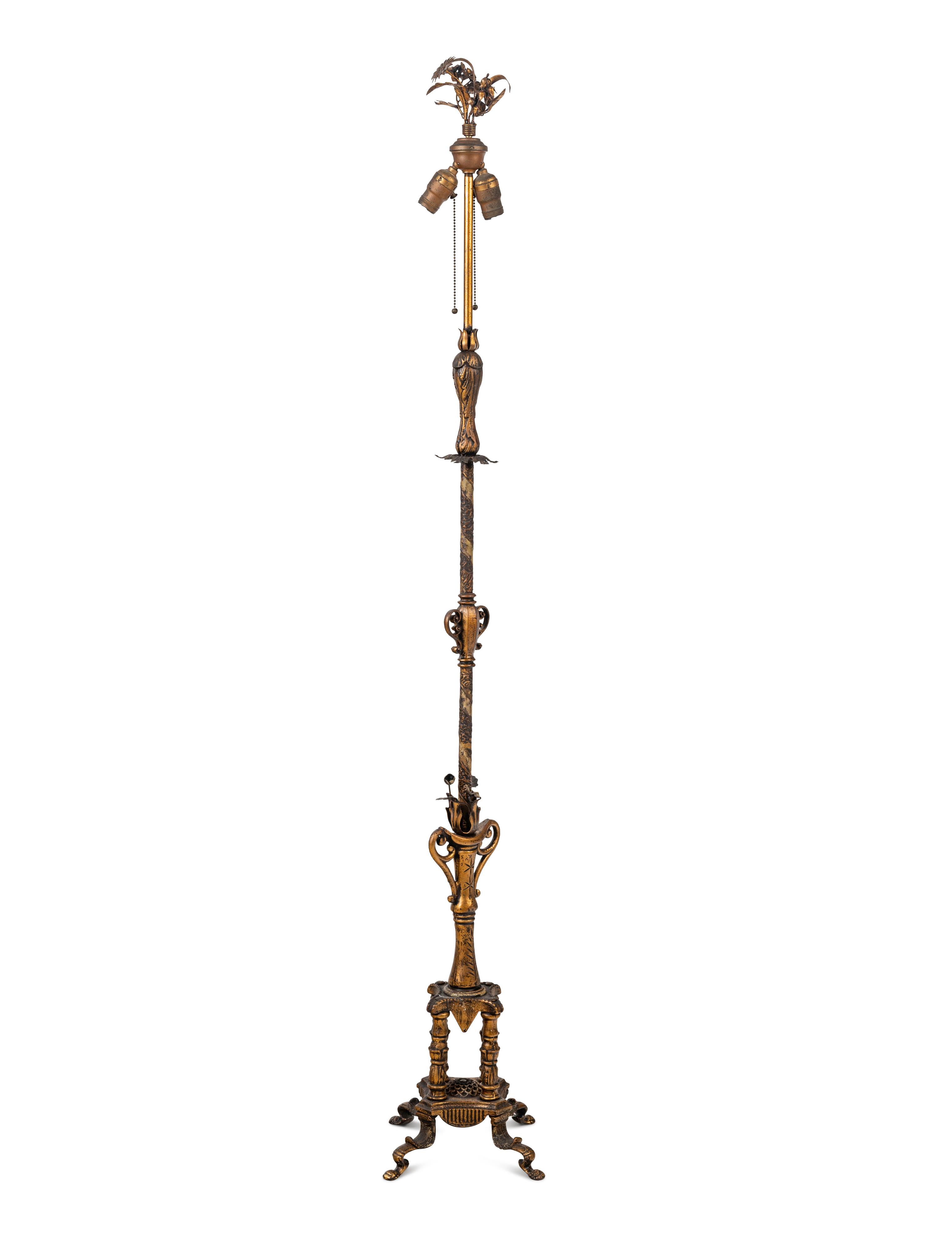 A Gilt Metal Floor Lamp