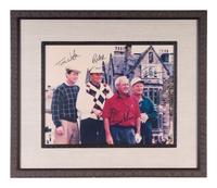 A Jack Nicklaus, Arnold Palmer, Ray Floyd and Tom Watson Signed Autograph British Open Framed Photograph,