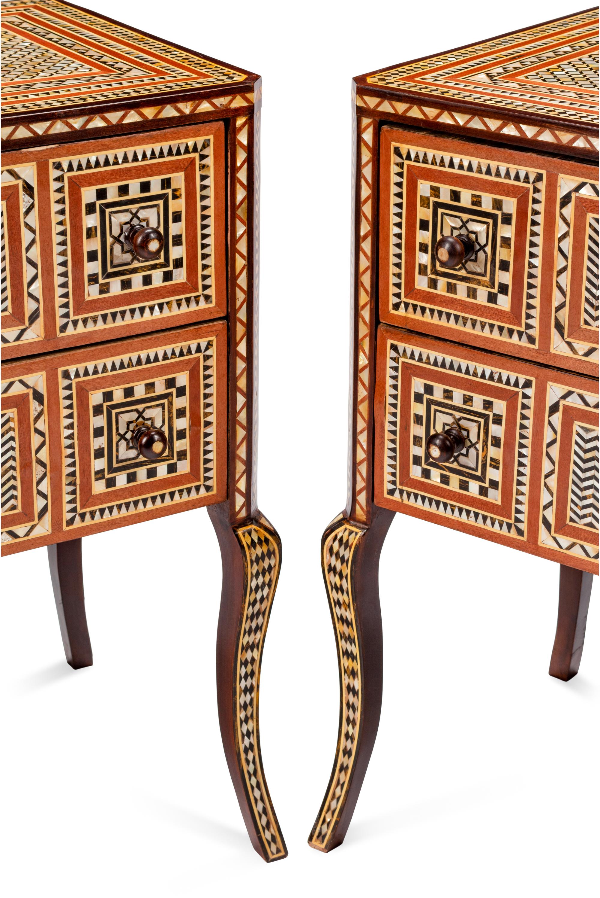 A Pair of Moorish Style Mother-of-Pearl Inlaid Commodes