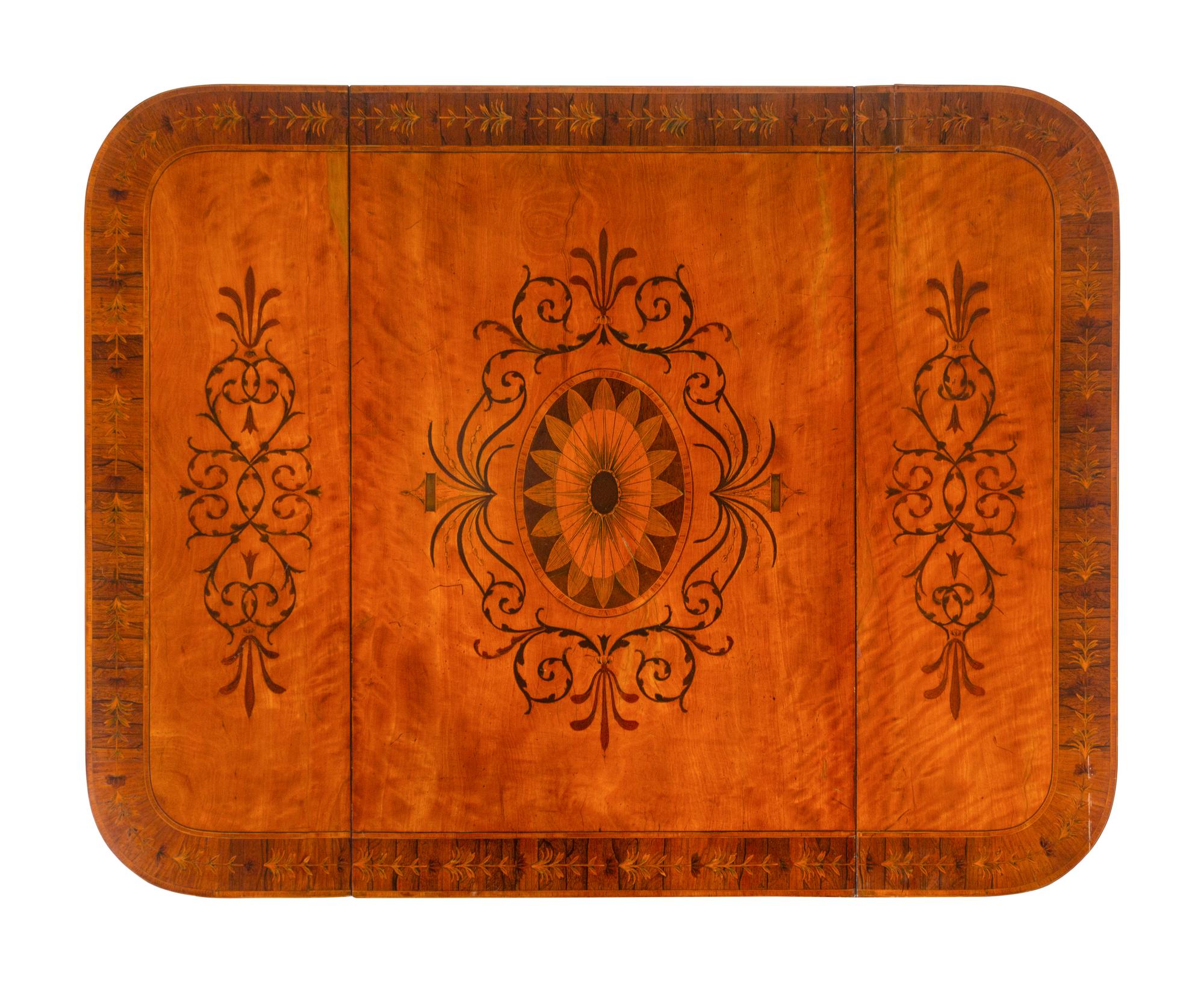 A George III Satinwood and Marquetry Pembroke Table in the Manner of Ince & Mayhew