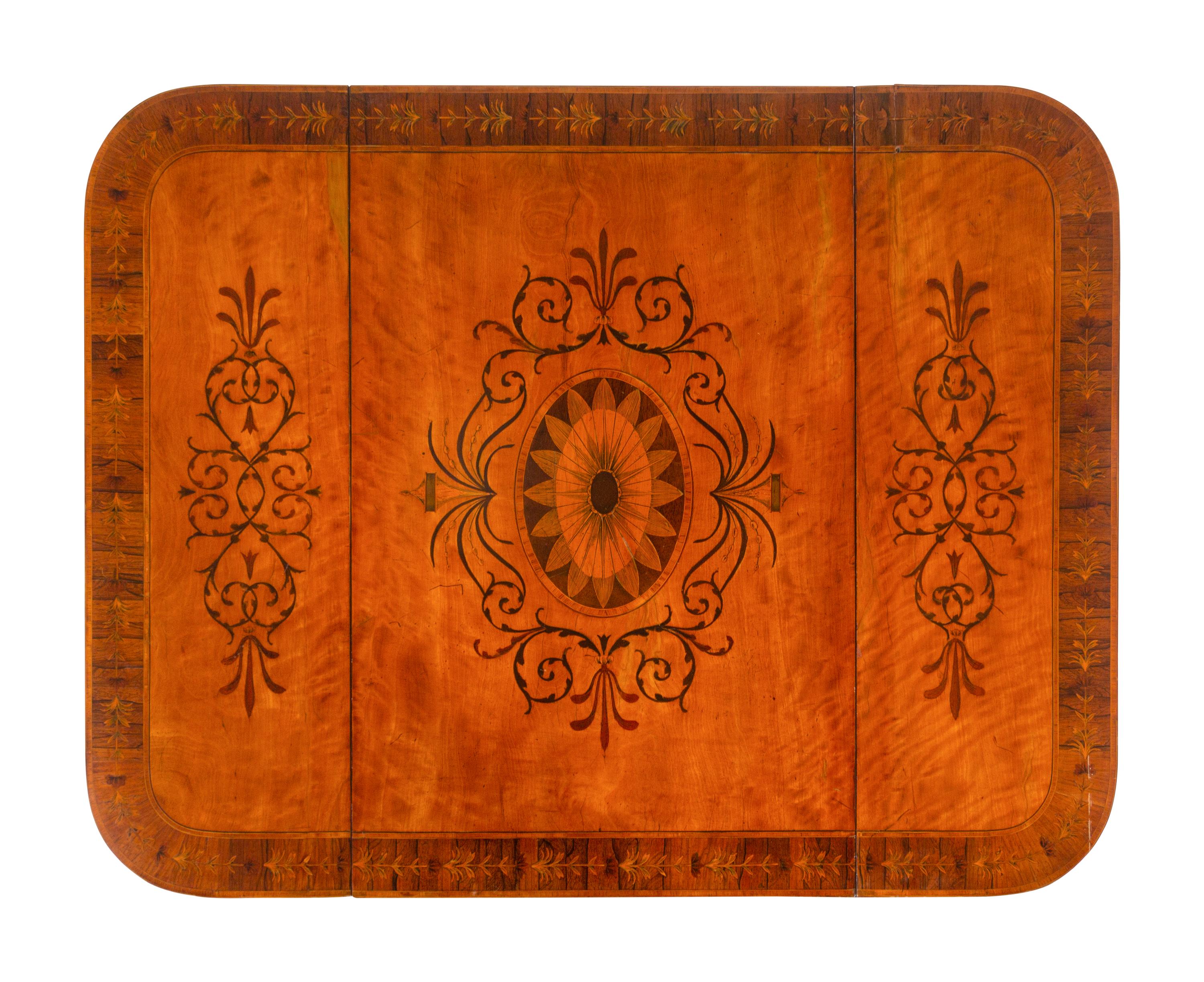 A George III Satinwood and Marquetry Pembroke Table in the Manner of Ince & Mayhew
