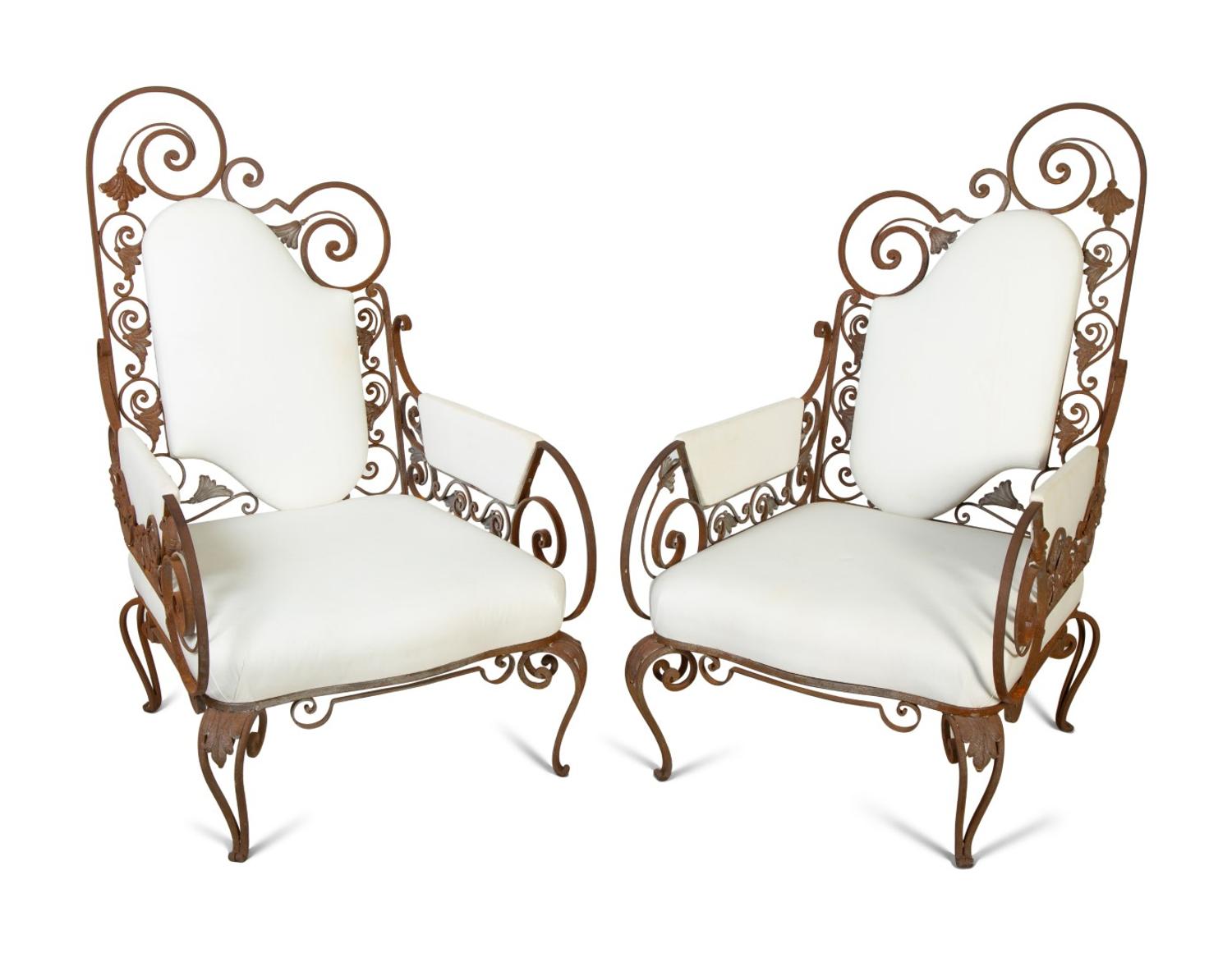 A Pair of Mid- Century Wrought Iron Armchairs — RICHARD HIMMEL, CIRCA 1950