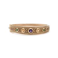 YELLOW GOLD AND MULTIGEM BANGLE BRACELET