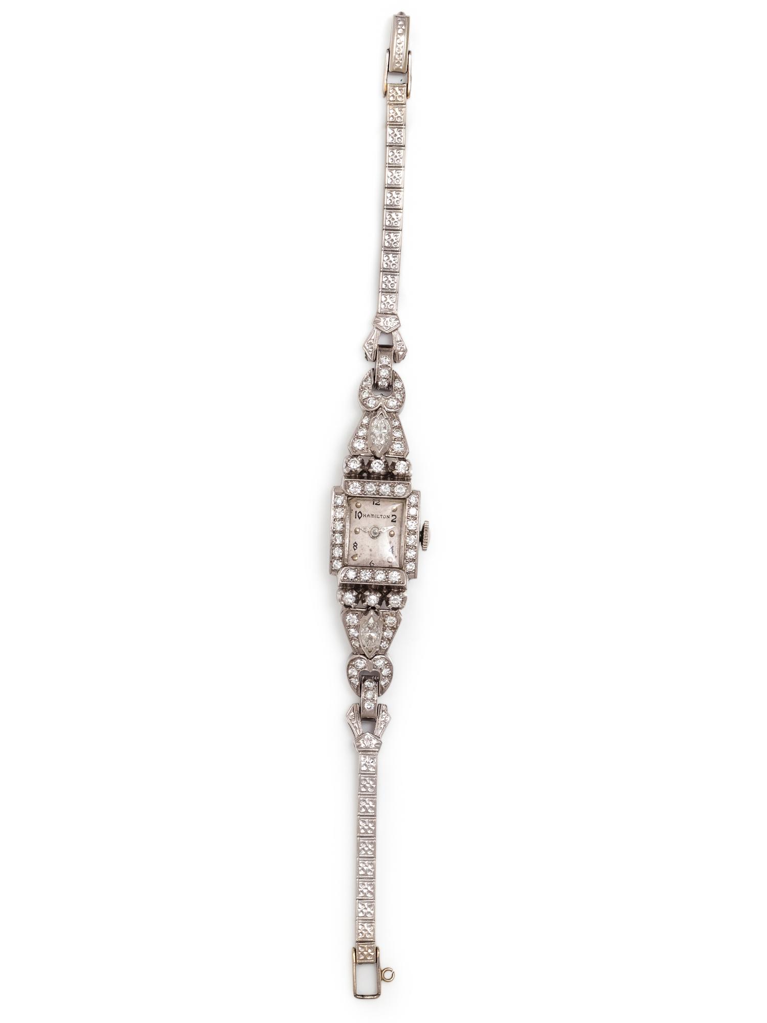 HAMILTON, PLATINUM, WHITE GOLD AND DIAMOND WRISTWATCH