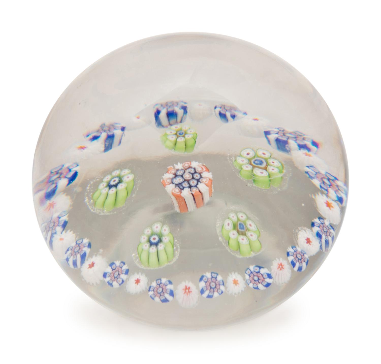 A Spaced Concentric Millefiori Glass Paperweight