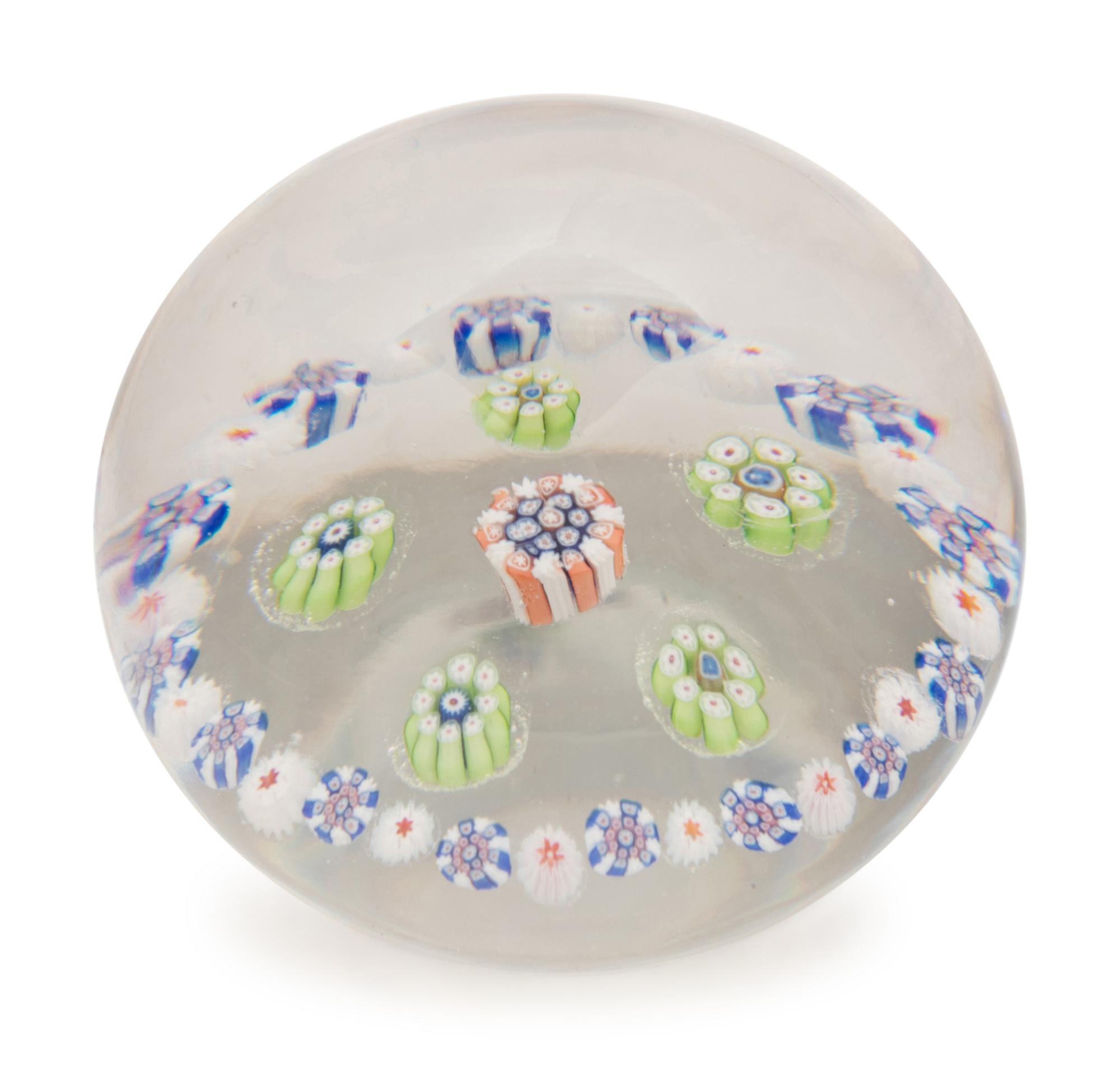 A Spaced Concentric Millefiori Glass Paperweight