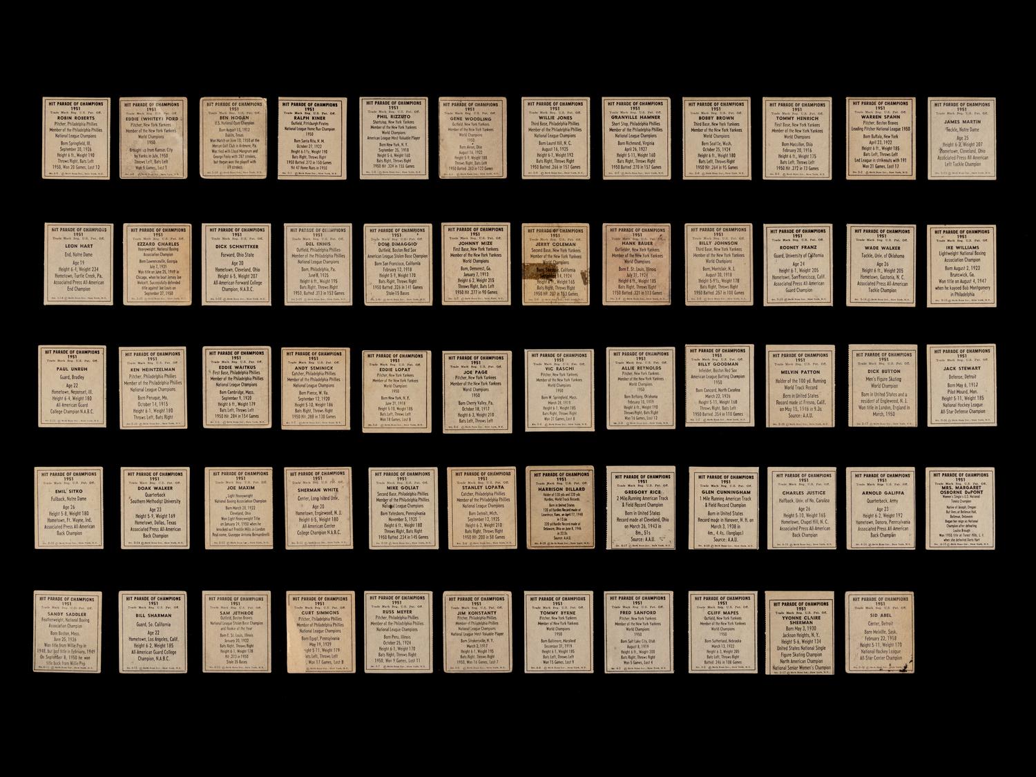 A Collection of 59 1951 Berk Ross Trading Cards