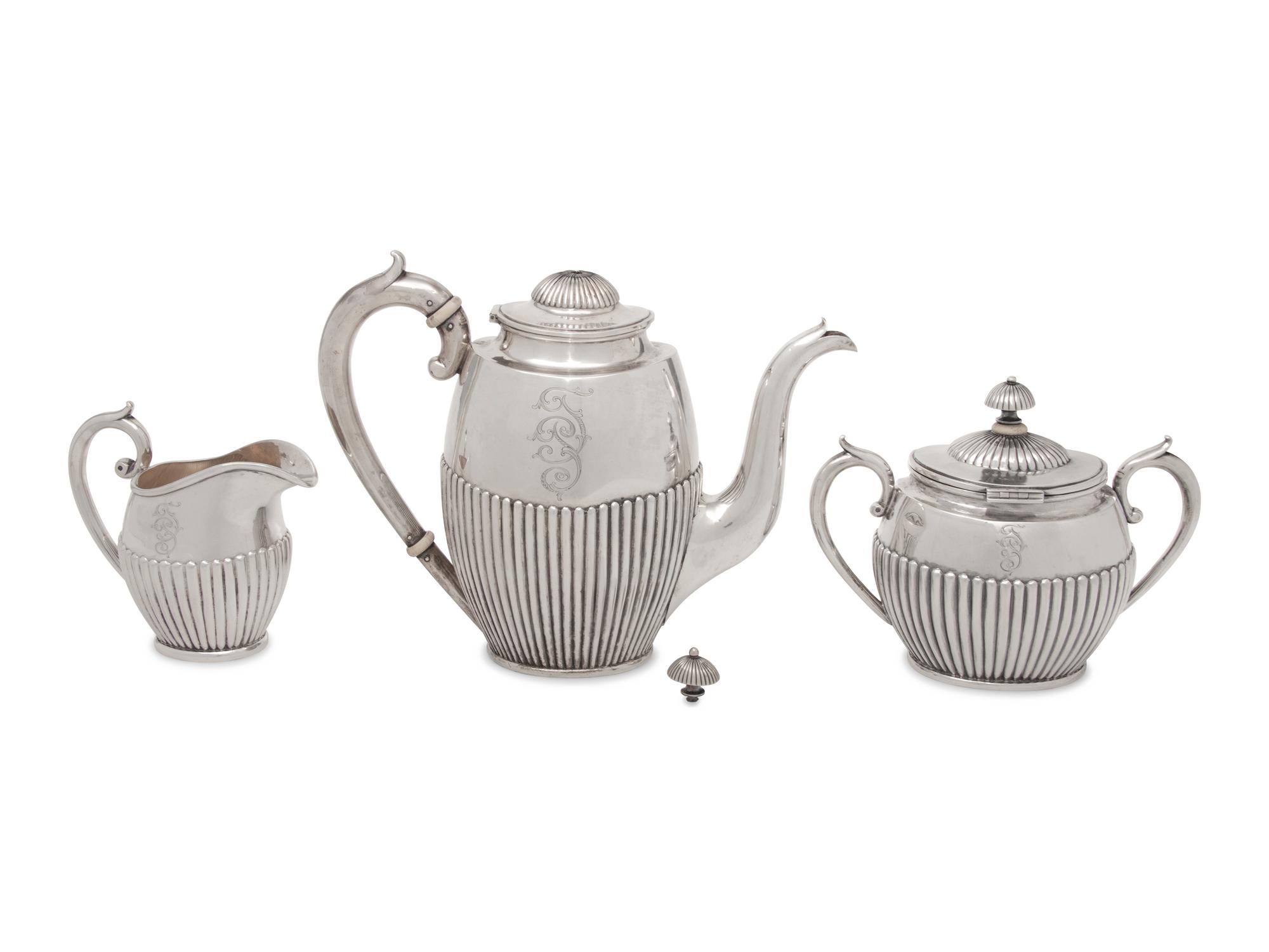 A Russian Silver Three-Piece Tea Service