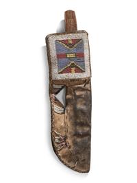 Blackfeet Beaded Hide Knife Sheath, with Knife