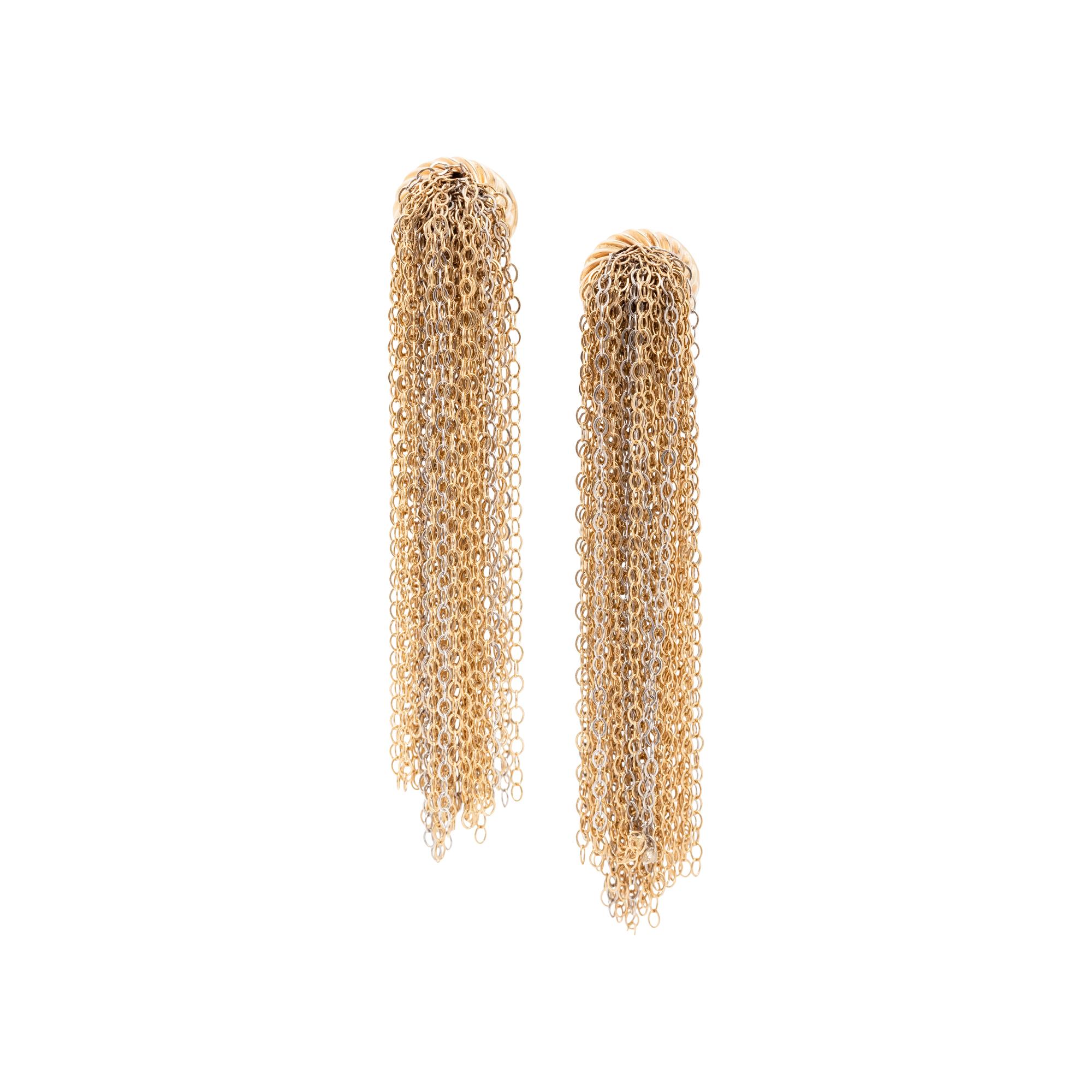 BICOLOR GOLD MULTISTRAND NECKLACE AND EARRINGS