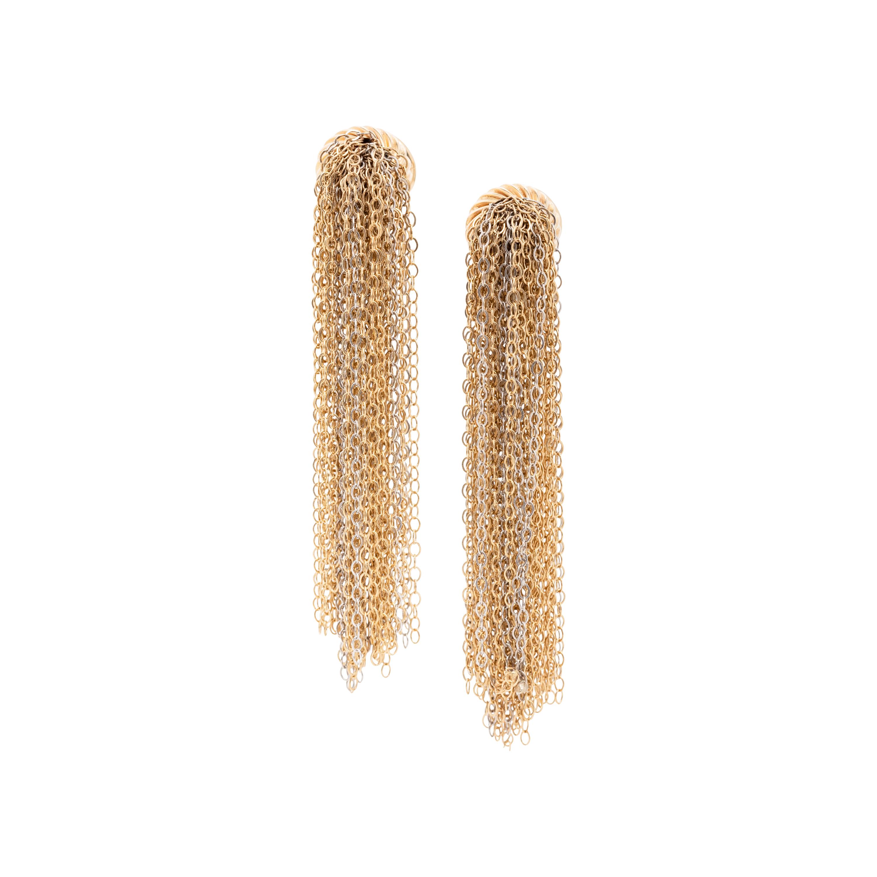 BICOLOR GOLD MULTISTRAND NECKLACE AND EARRINGS