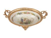 A Sèvres Style Gilt Bronze Mounted Porcelain Centerpiece Bowl