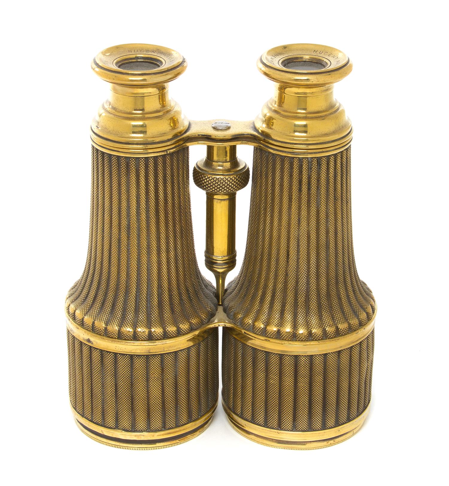 A Pair of Brass Cased Binoculars, Nugent Wells, Width 5 1/8 inches.