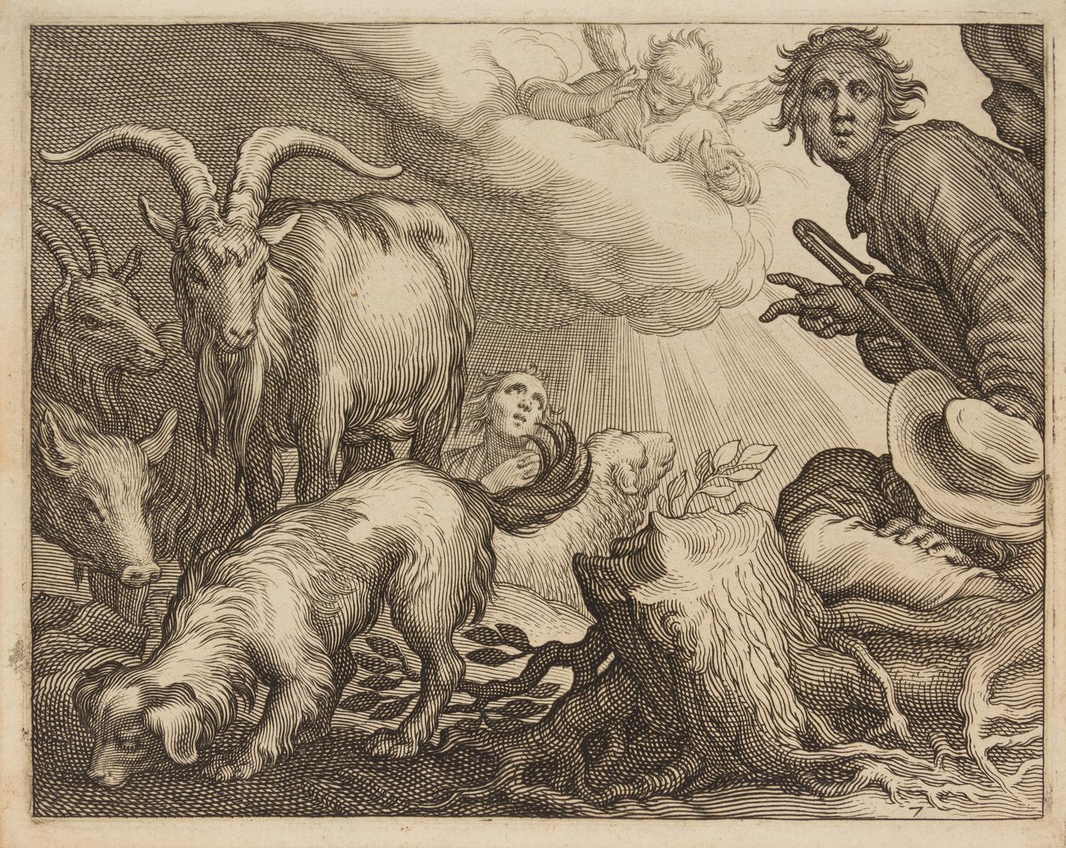 Boetius Adams Bolswert, (Dutch, 1580-1633), Natus Dei, 1632 (6 plates from a portfolio of animals in landscapes after Abraham Bloemaert