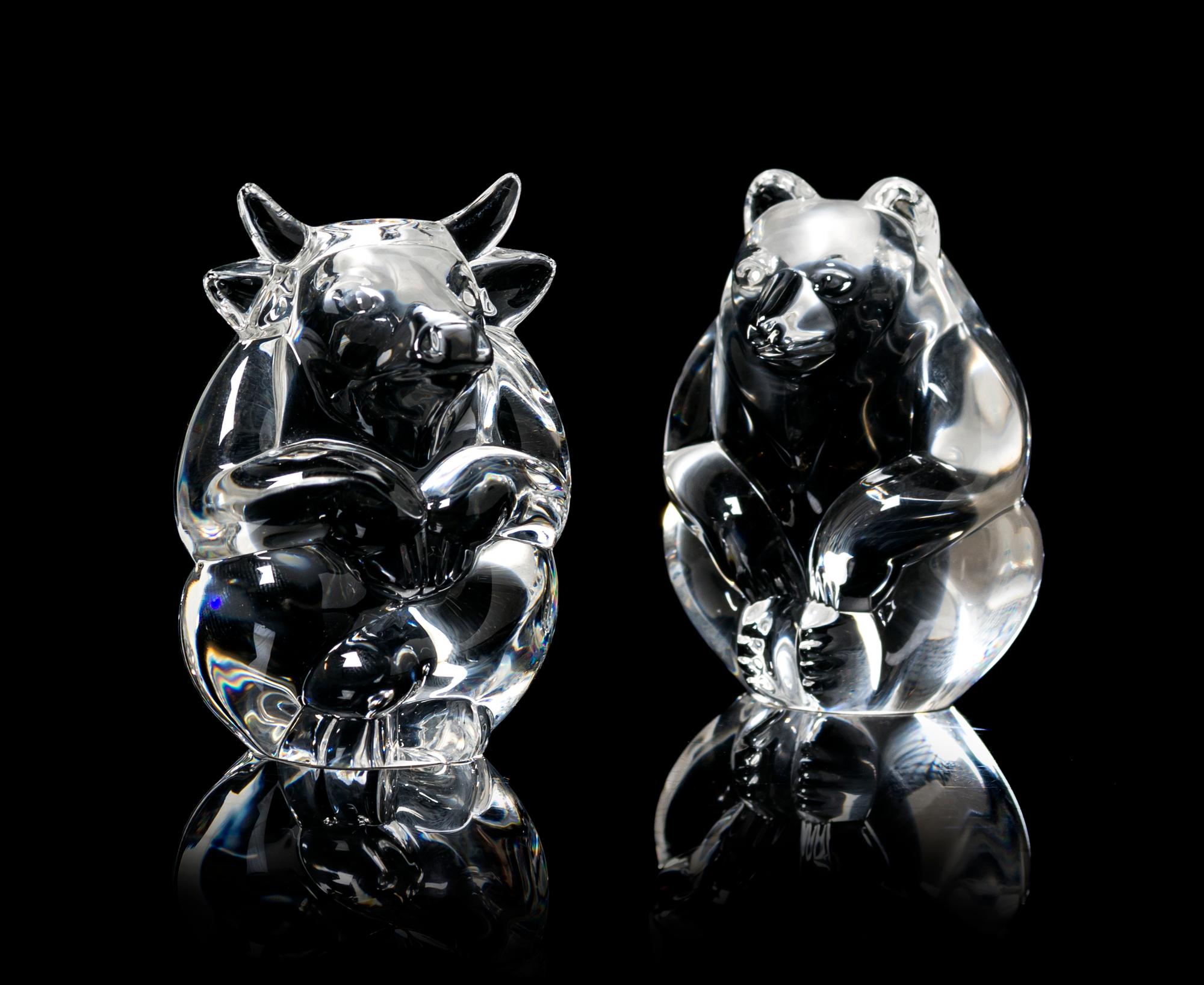 Two Steuben Glass Hand Coolers, Height of taller 2 3/4 inches.