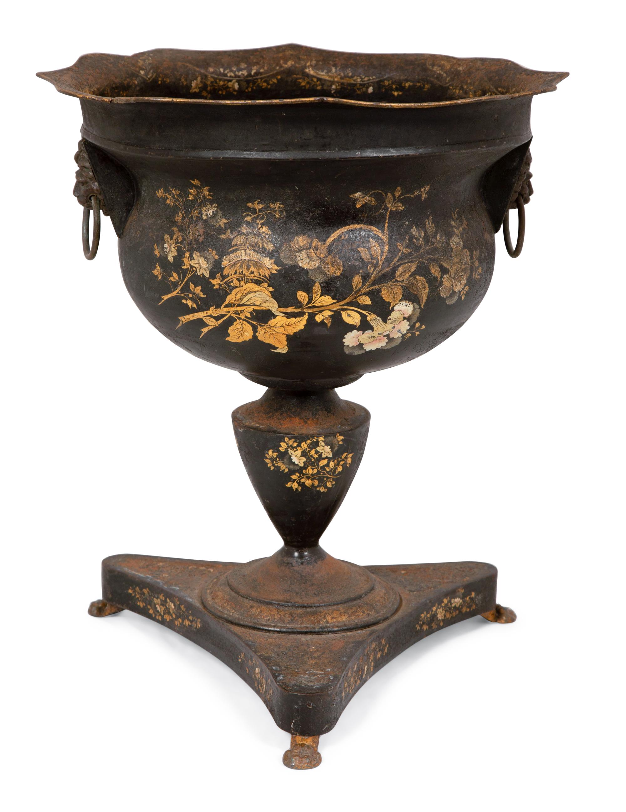 A French Tôle Peinte Jardinière on Stand