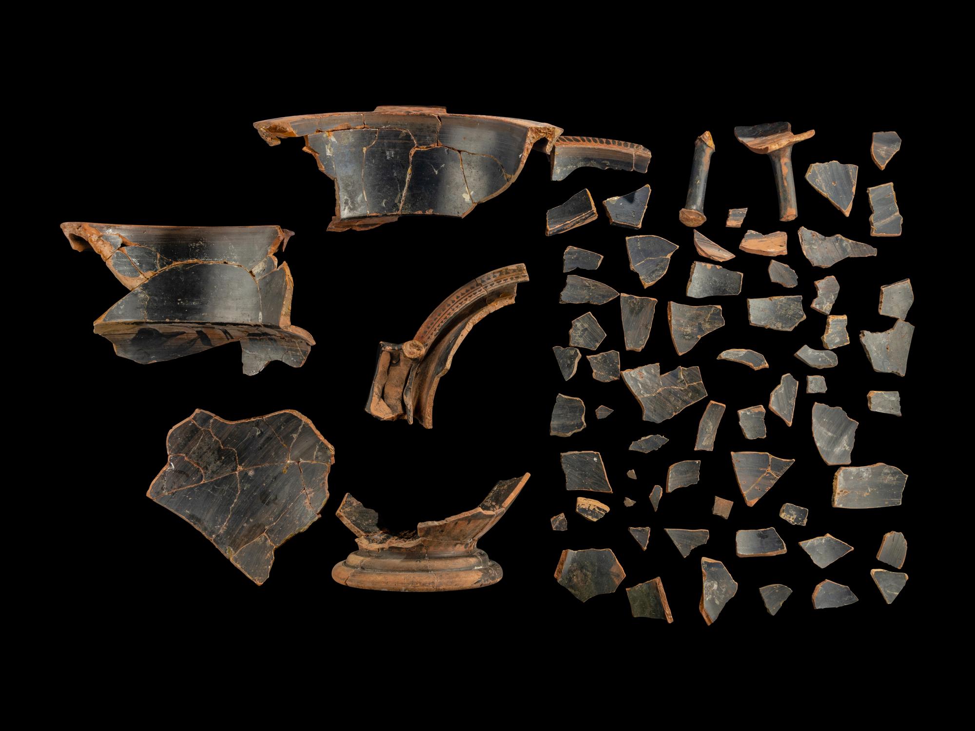 66 Attic Red-Figured Column Krater Fragments with Warriors