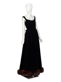 Oscar de la Renta, Velvet Evening Gown with Fur Trim