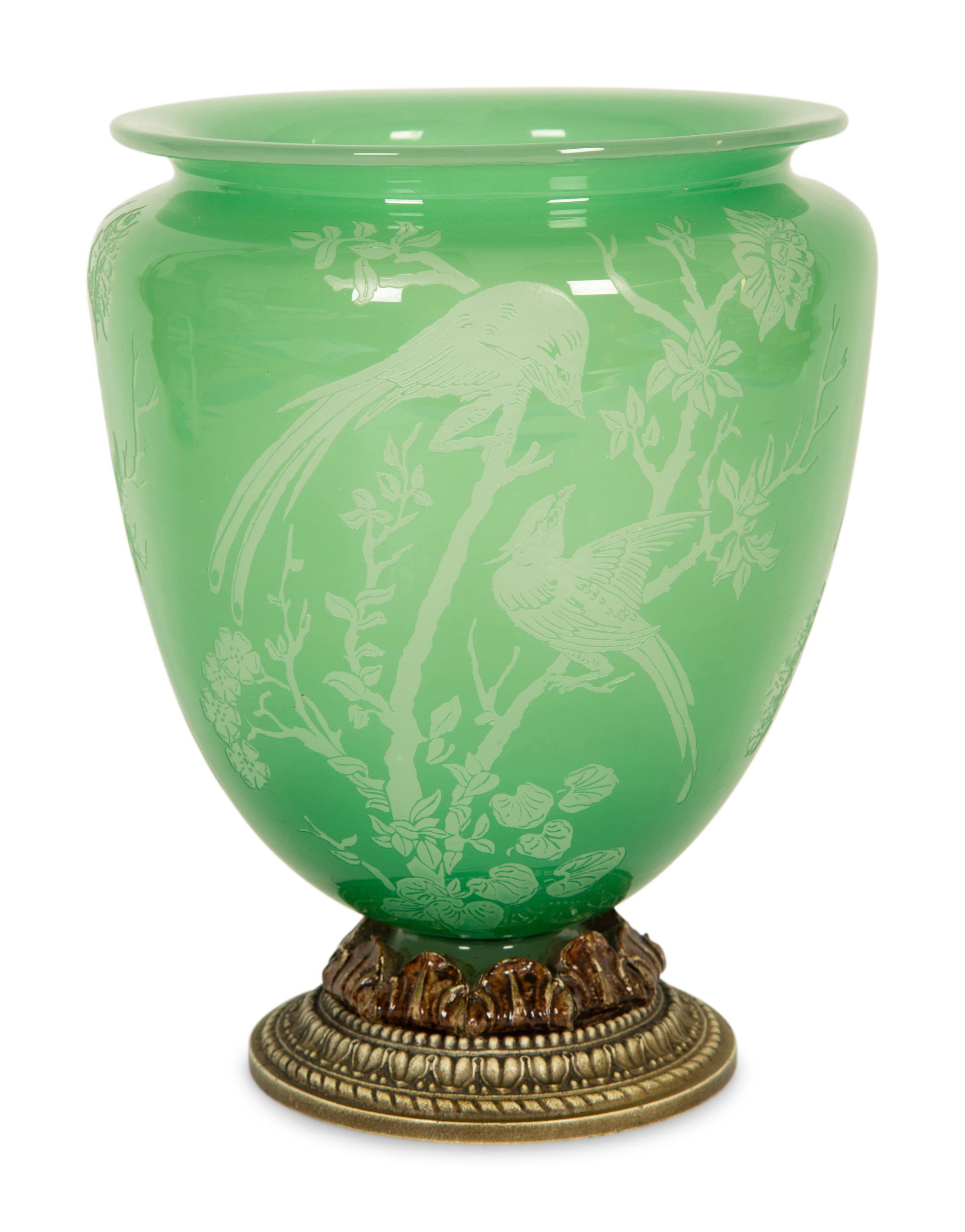 A Steuben Acid-Cut Glass Vase