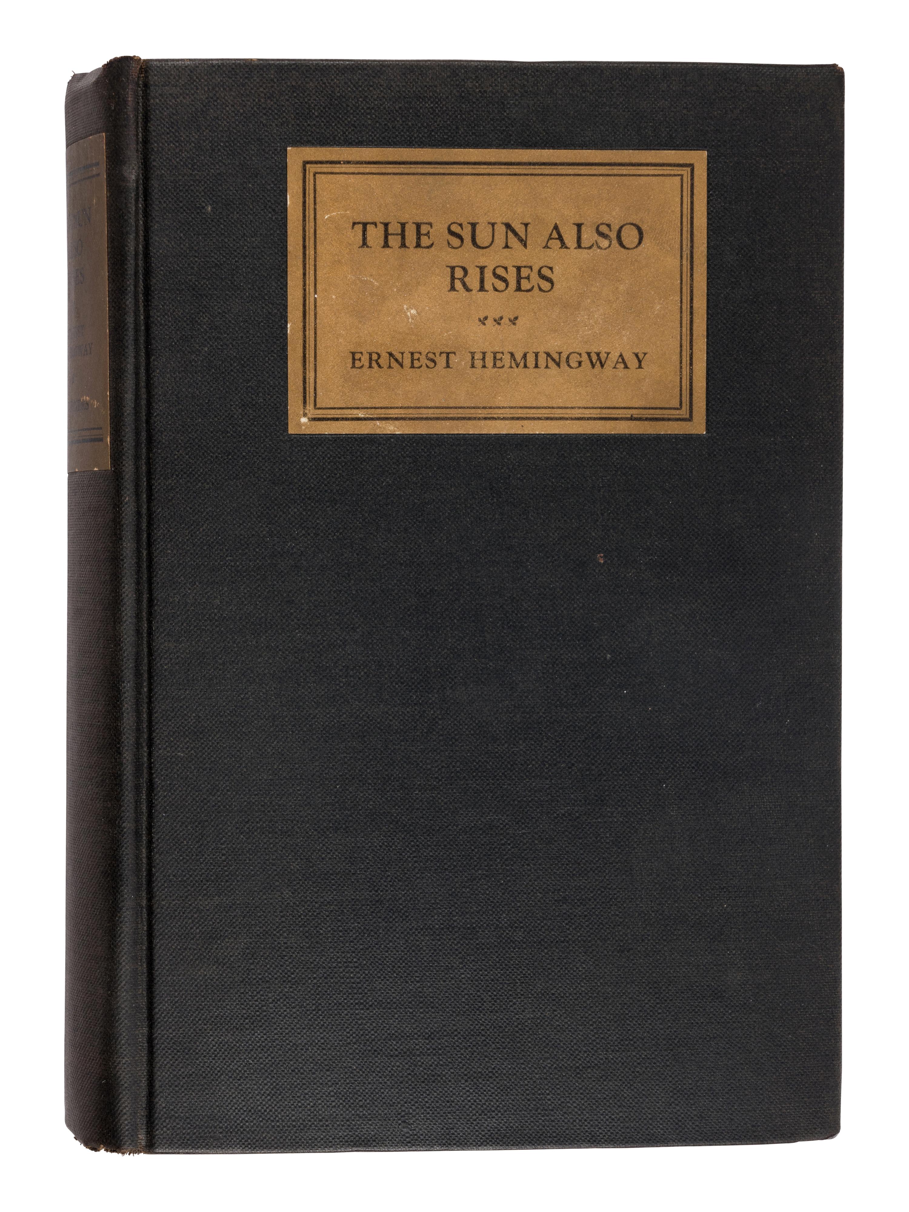 HEMINGWAY, Ernest (1899-1961). The Sun Also Rises . New York: Scribner's 1926.
