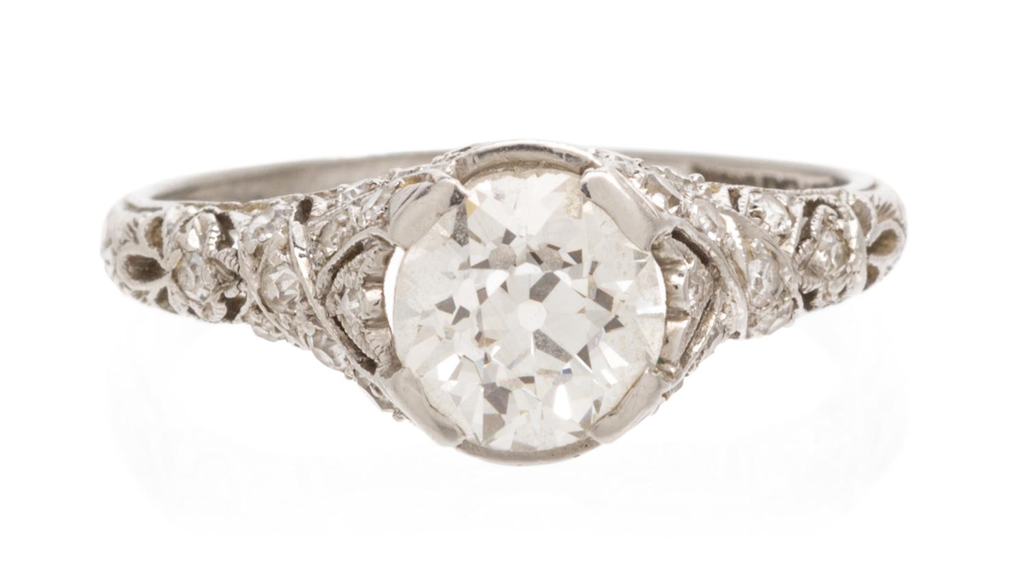 An Art Deco Platinum and Diamond Ring, 1.90 dwts.