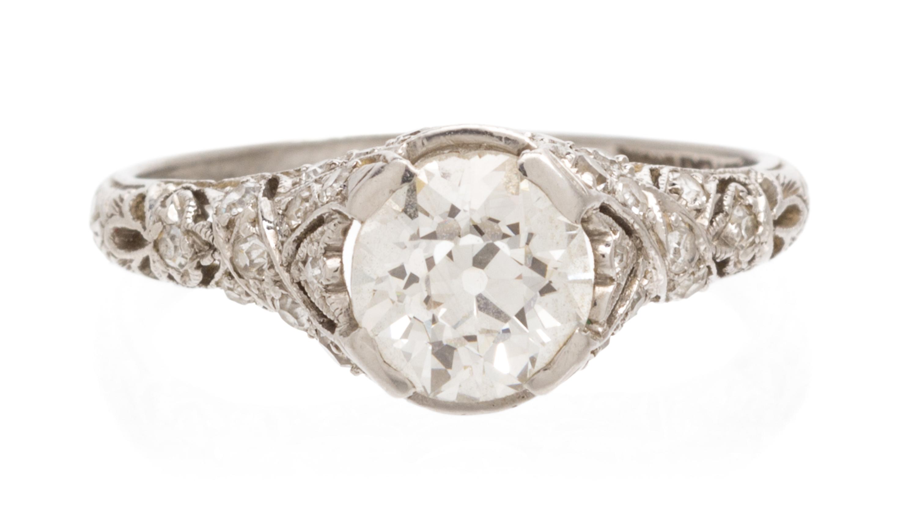 An Art Deco Platinum and Diamond Ring, 1.90 dwts.