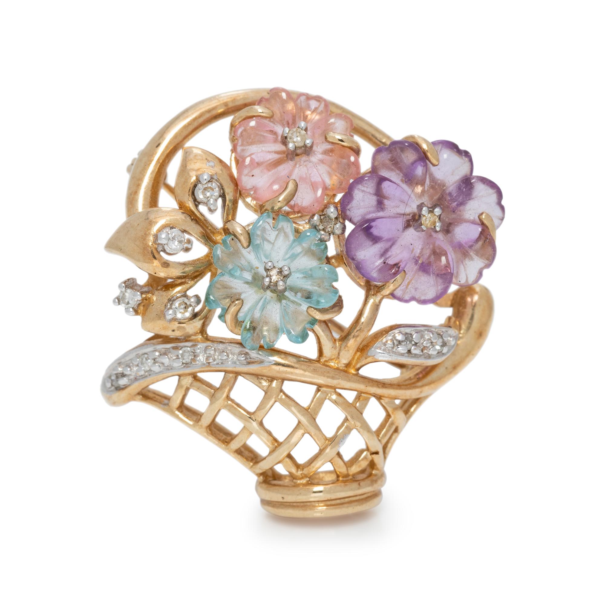 COLLECTION OF GEMSTONE AND DIAMOND BROOCHES