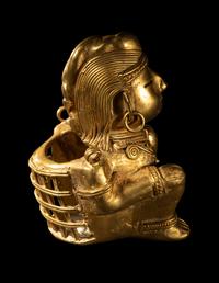 A Tairona Tumbaga Seated Female Figure