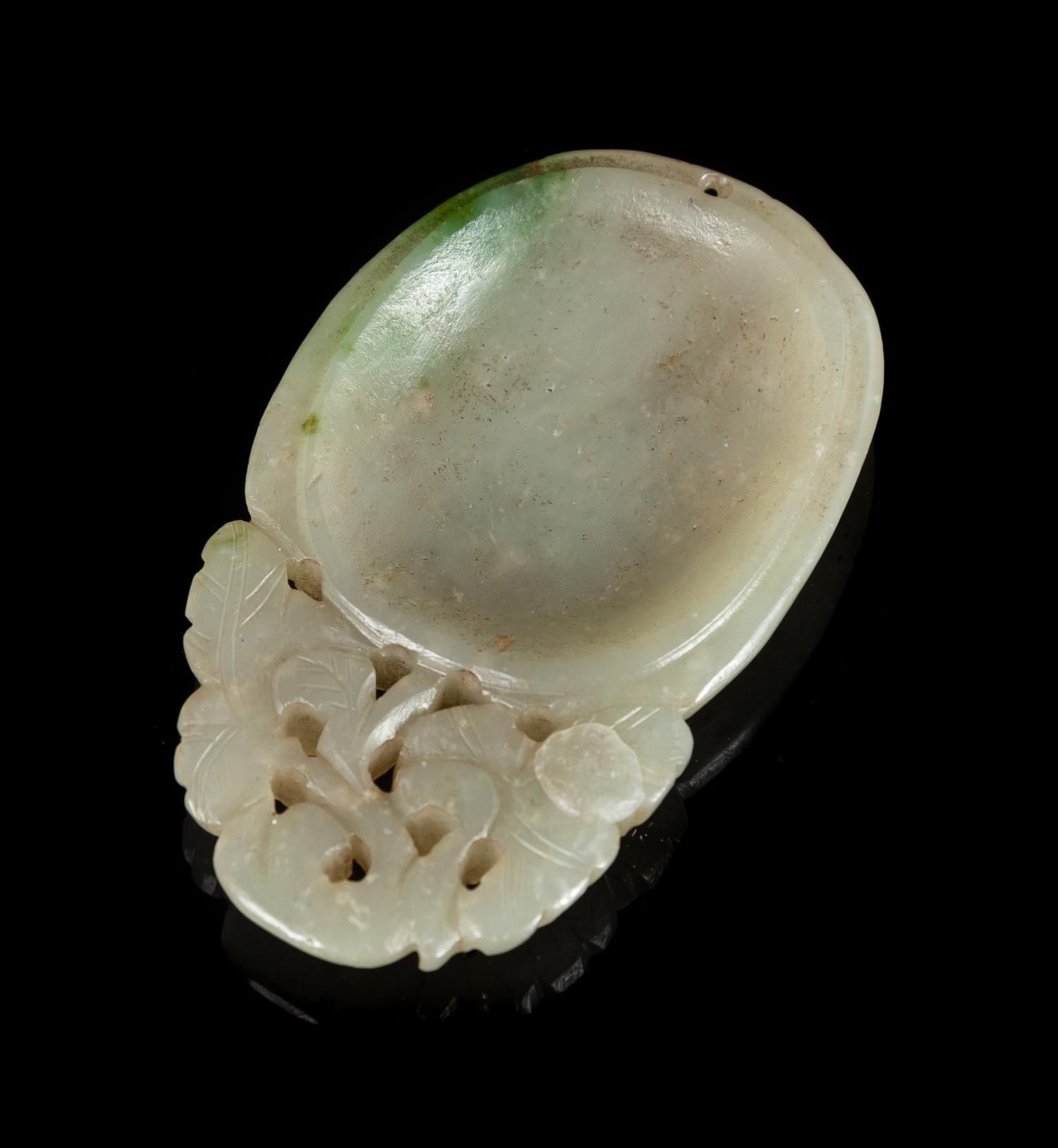 A Small Jadeite Melon Form Ink Well, Bitian Length 3 inches. — 19TH CENTURY